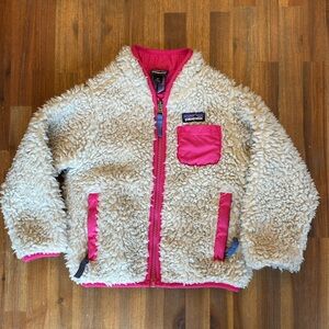 Patagonia Retro-X Fleece Jacket, 2T, Natural and fuchsia